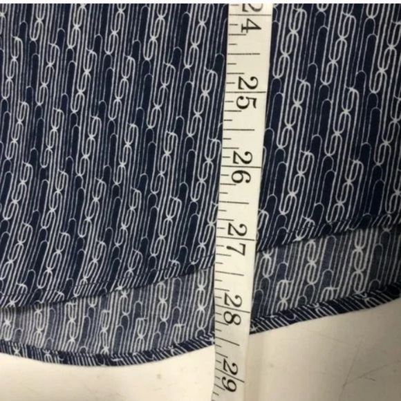 Bugatchi Long Sleeve Geometric Print Navy Button Up Shirt, size M - Picture 9 of 10